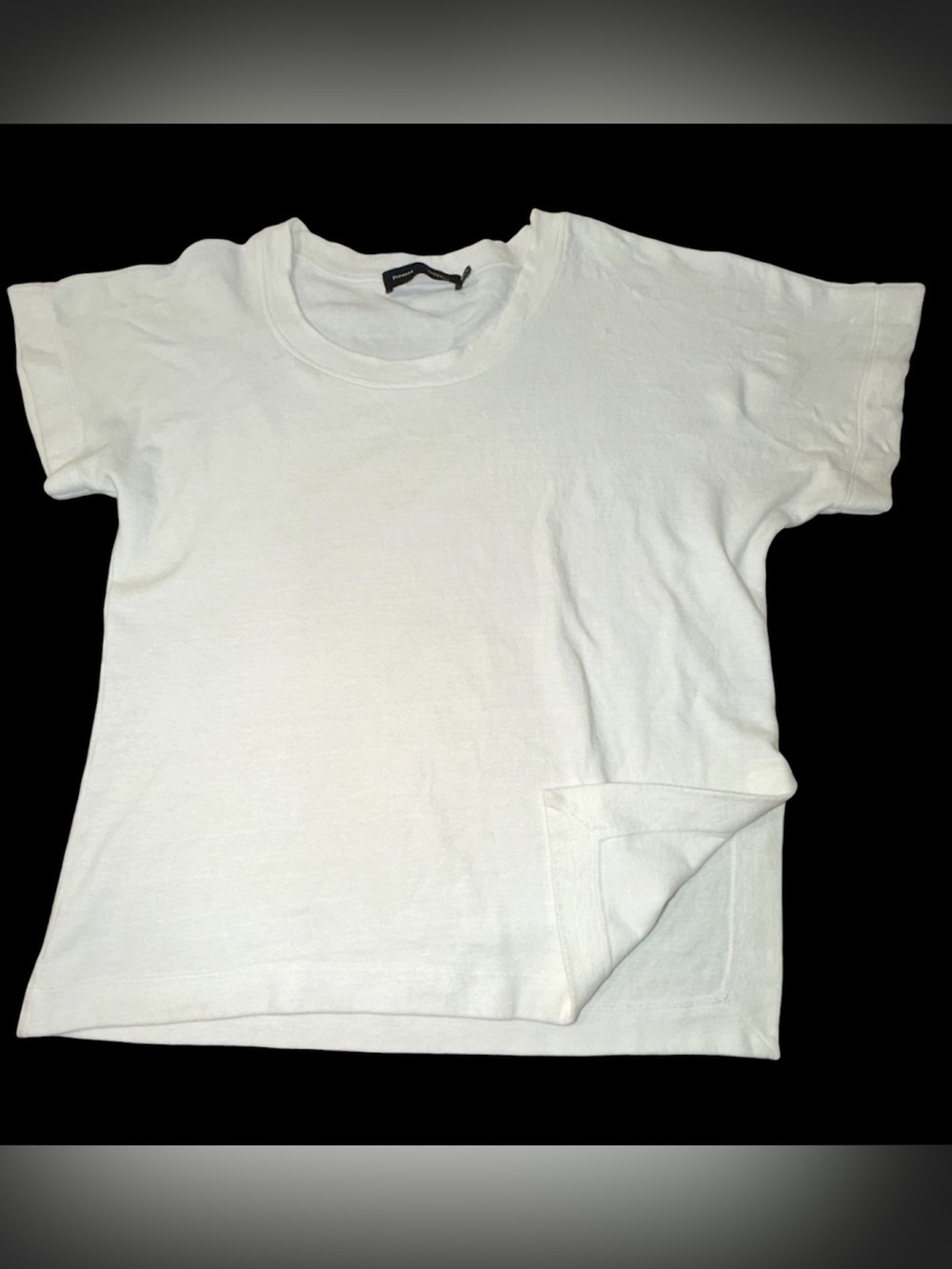 Proenza Schouler White Asymmetric Tee Sz L Made in USA Quiet Luxury